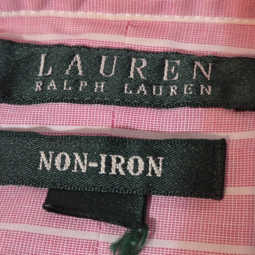 Polo Ralph Lauren Oxford Shirt Womens XL Pink Stripe Slim Fit RLL Logo